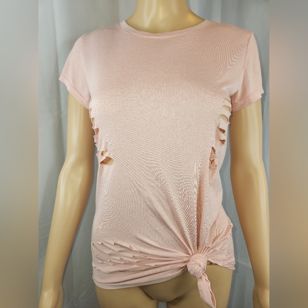Urban Heritage Distressed Pink Shirt Size S